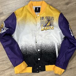 NBA Los Angeles Lakers Yellow Purple Bomber Model Jacket Size L