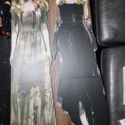 NEW Set Of 2 Zombie Girl Halloween Decorations Standees 