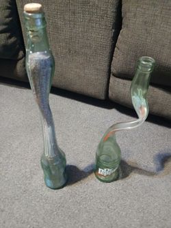 2 Carnival (Stretch) Glass Bottles Excellent Condition