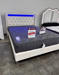 New queen bed frame with mattress