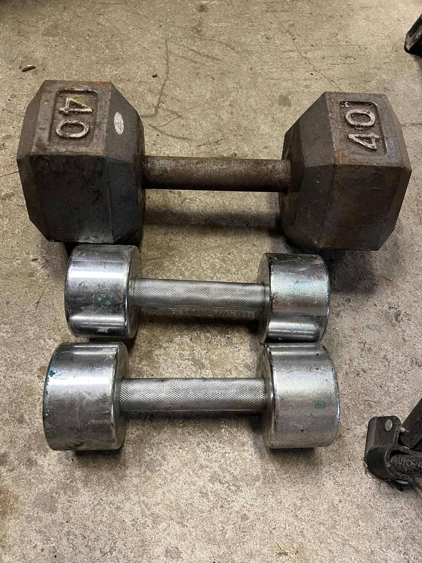 10 lb Dumbbell Set and 40 lb Single Weights