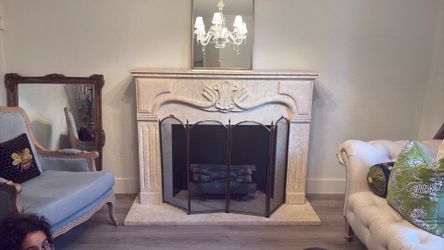 Stone fireplace mantle