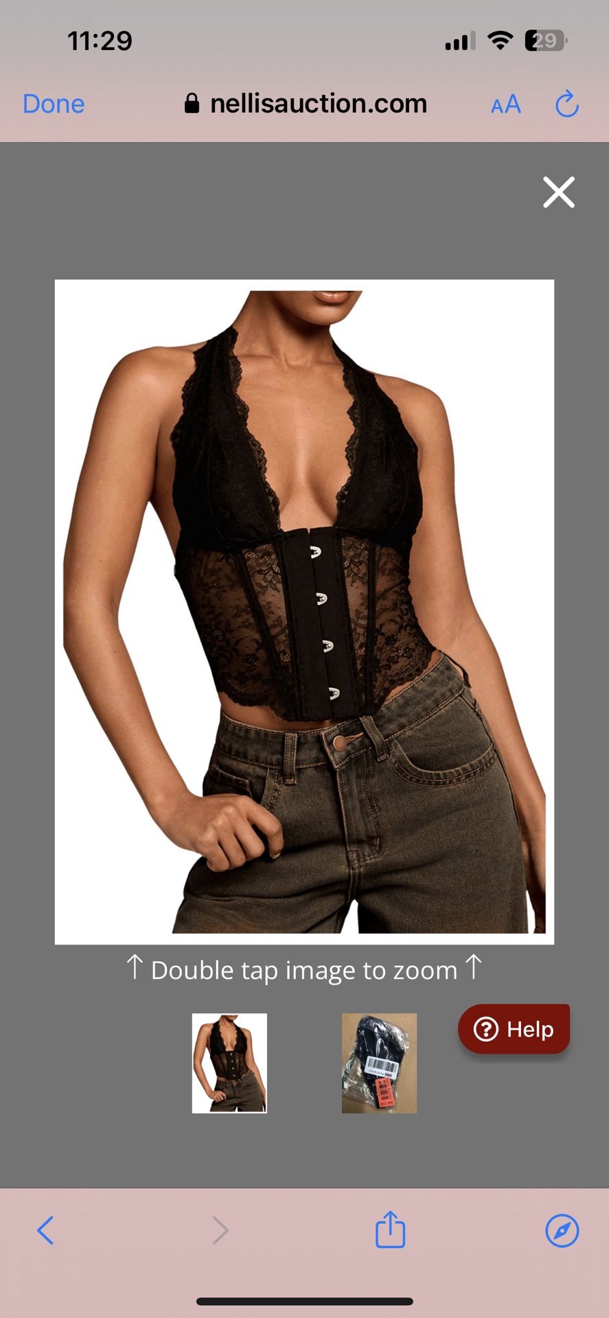 MakeMeChic Women's Floral Lace Open Back Halter Top Scallop Trim Asymmetrical Hem Crop Tops Black Small