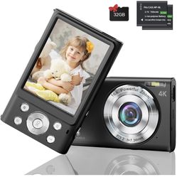 Kids Digital Camera 4K 48MP Camera for Kids with 32GB Card 2.8 Inch Screen Autofocus Function Point and Shoot Camera for Girls Boys Beginners, 2 Batte