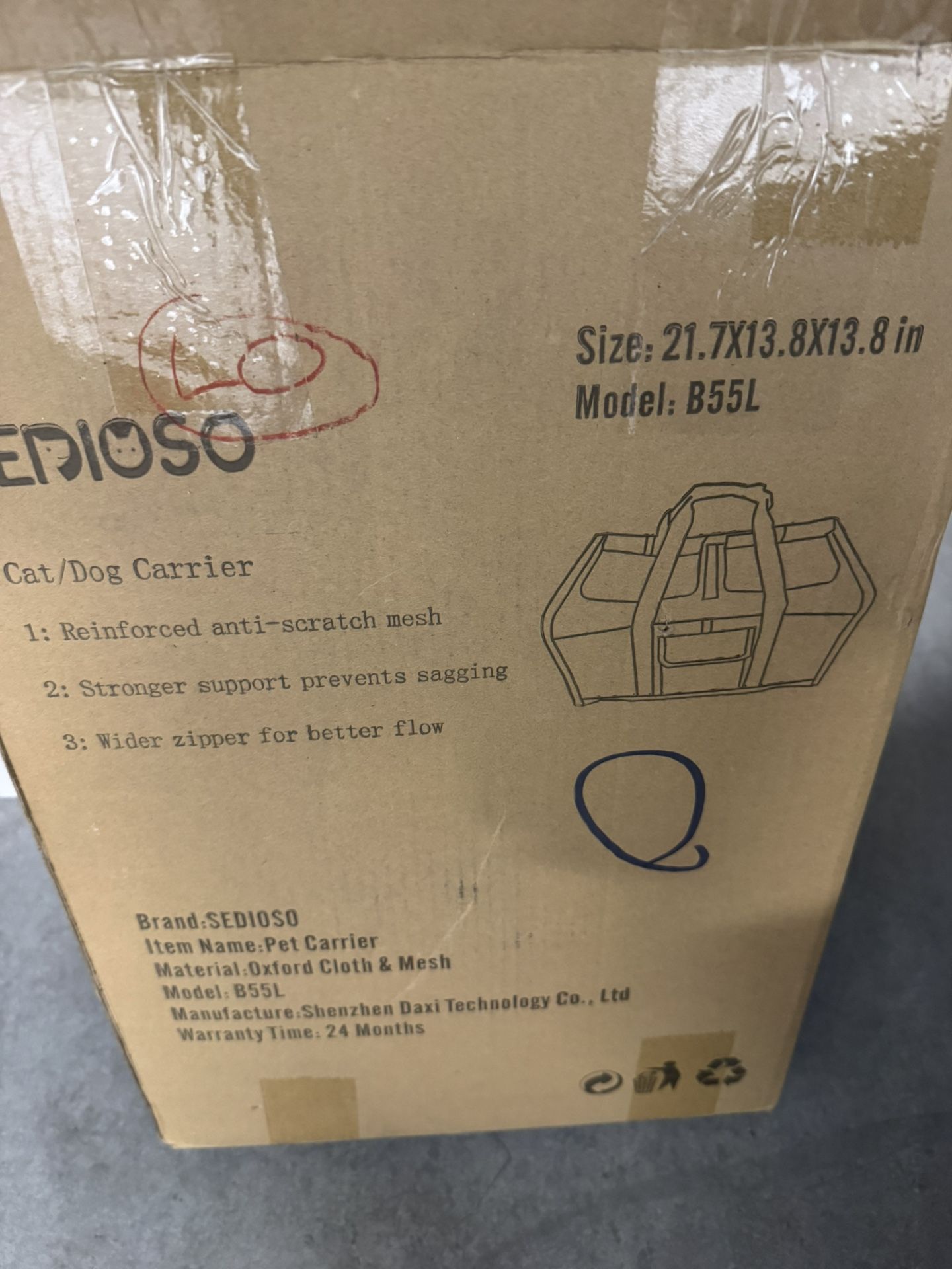 Sedioso Gray Cat/dog Pet Travel Carrier 21"x13"x13"