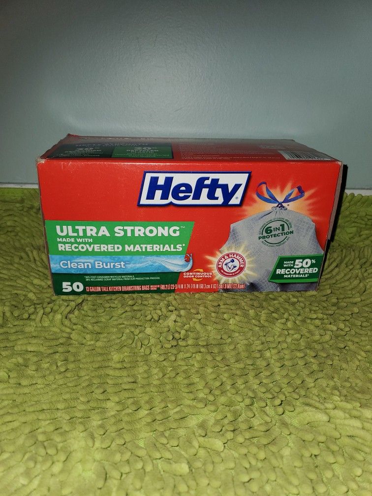 Hefty 50 Trash Bags 13gallons Clean Burts Scent