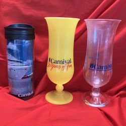 Carnival Breeze Tumbler (NEW) + 2 Collectable Carnival Drink Glasses
