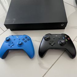 Xbox One X With Two Wireless Controllers 