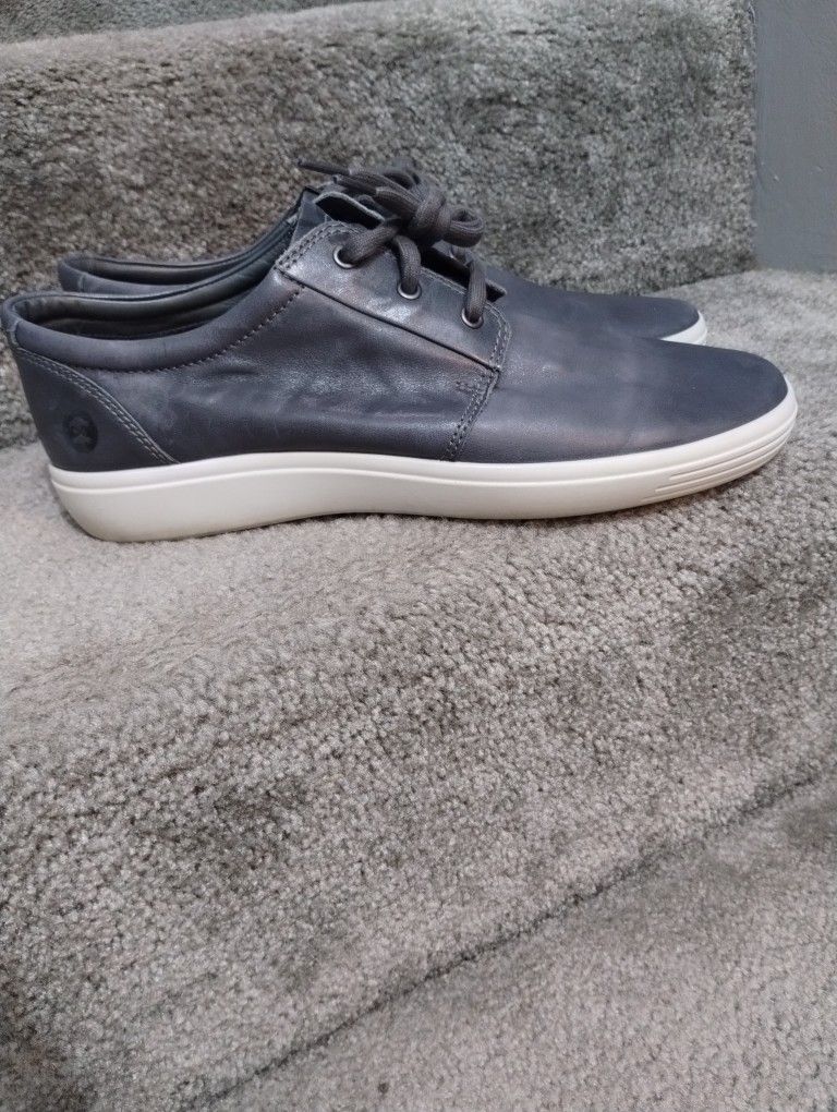 ECCO Soft 7 Plain Toe Sneaker Size 12 -12.5 Lace Up DriTan Leather Comfort Shoes