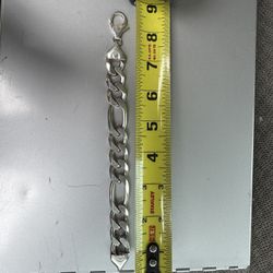 Big 925 Silver Figaro Link Bracelet 