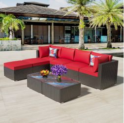 8 Pieces Patio Furniture Set, Outdoor Wicker Set