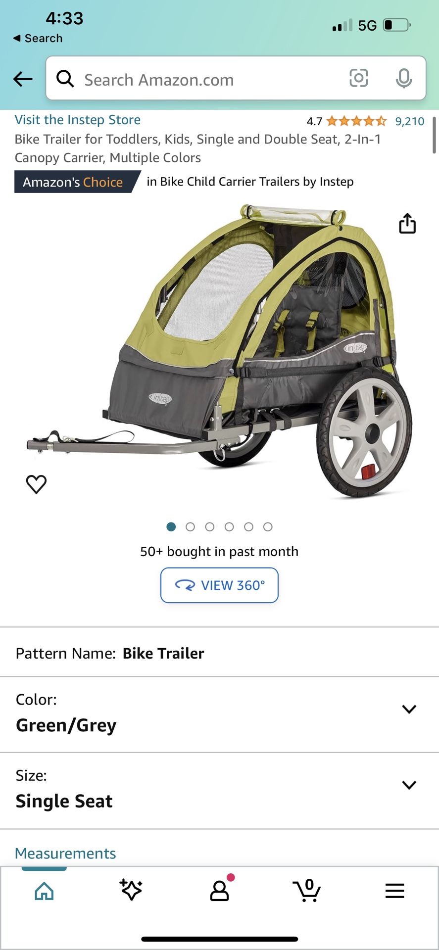 Bike Trailer Toddler- Instep - NEW