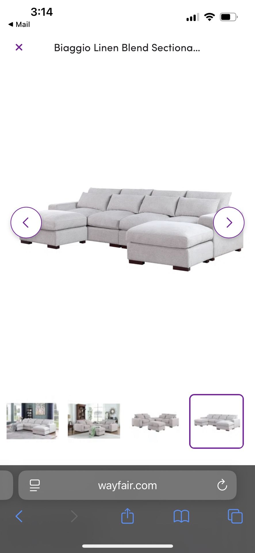 Biaggio Linen Blend Sectional with 2 Ottomans,Sectional Couch