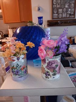 Flowered Metal Container