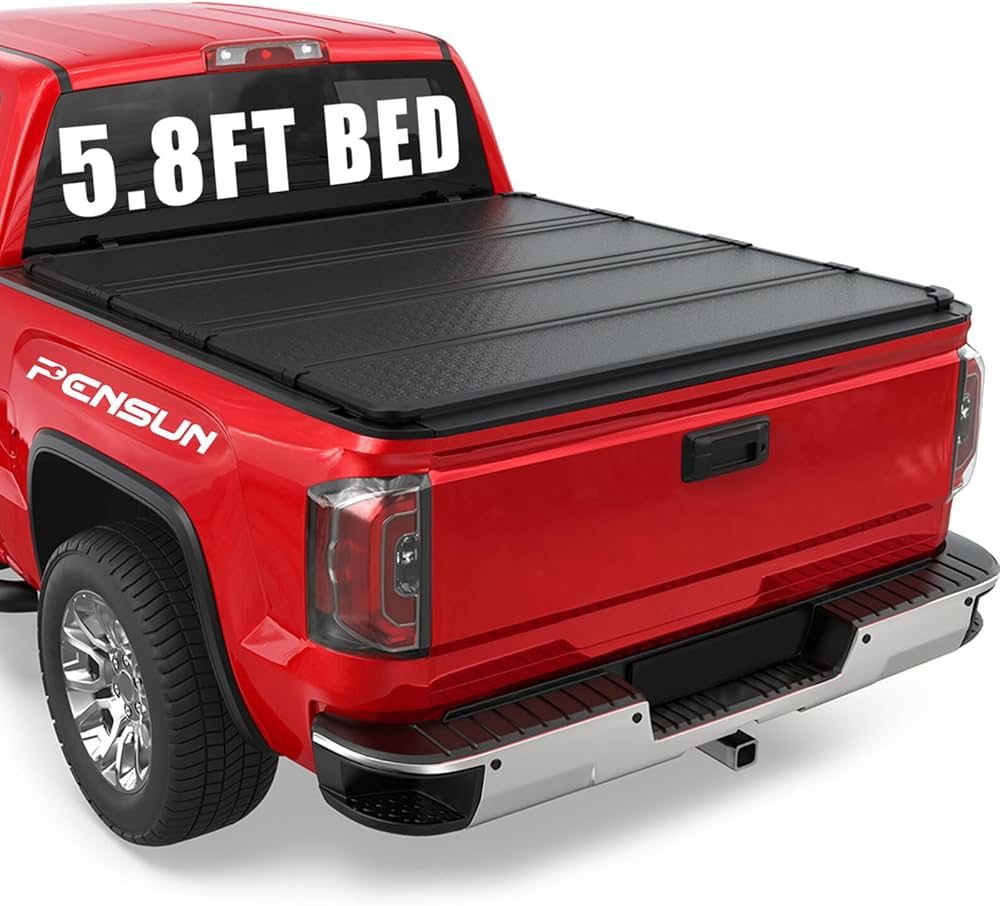 PENSUN 4-Fold Hard Bed Tonneau Cover Fit for 2019-2025 Chevrolet Silverado GMC Sierra 1(contact info removed)HD Pickup Truck Bed