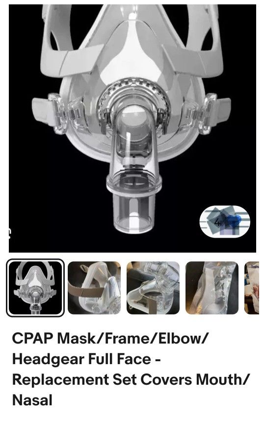 CPAP Mask/Frame/Elbow/Headgear Full Face - Replacement Set Covers Mouth/Nasal 