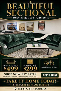 Sectional Sofa, Avocado green large, deep seating