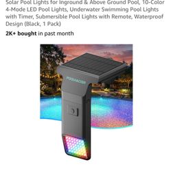 Solar Pool Light for Inground & Above Ground Pool, 10-Color 4-Mode LED Pool Lights