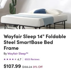 King 14" Foldable Steel SmartBase Bed Frame By Wayfair Sleep