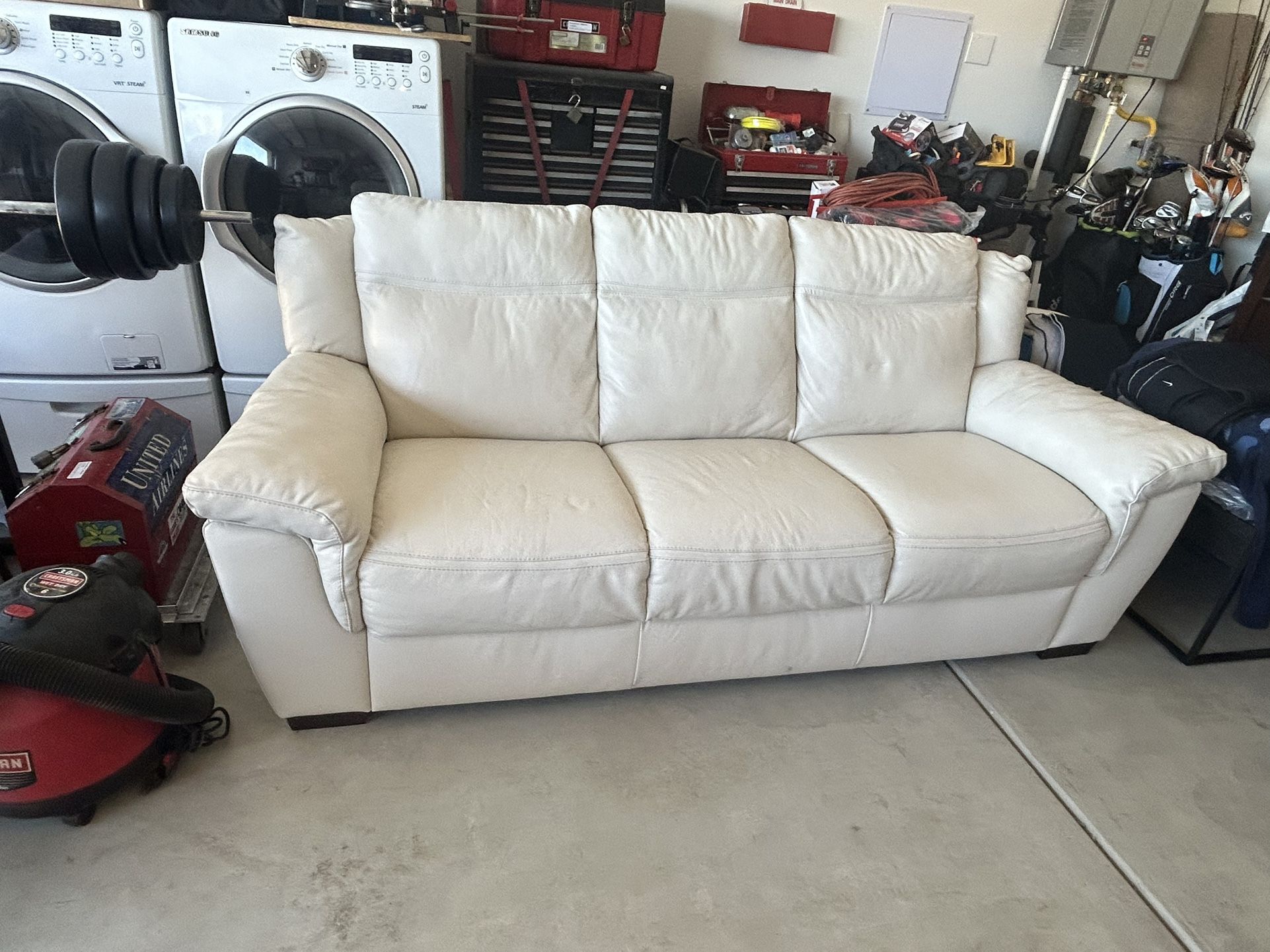 Coffee Table And White Leather Couch