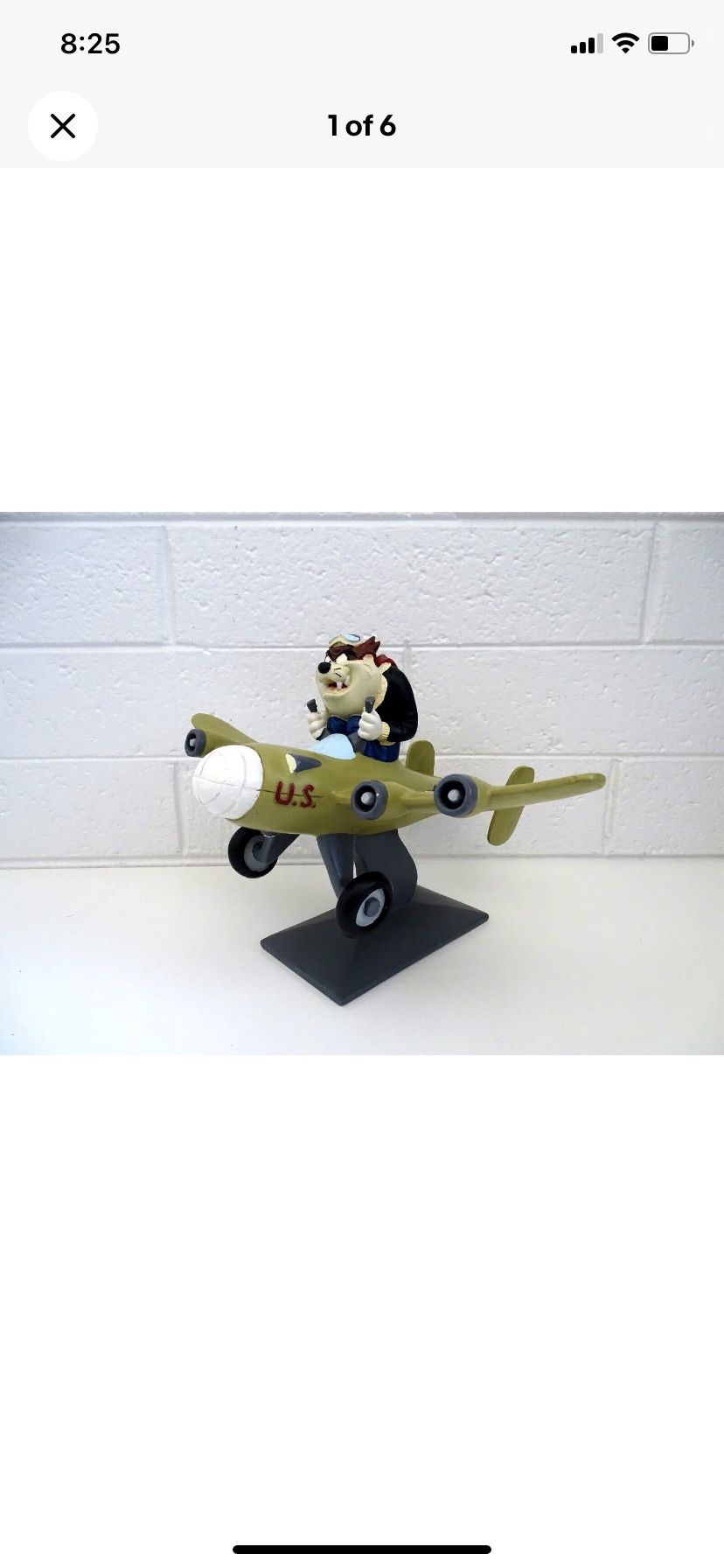 Vintage Rare Tasmanian Devil Taz WWII Fighter Pilot Airplane Statue Looney Tunes