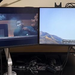 27” Computer Monitors (2) with adjustable arms