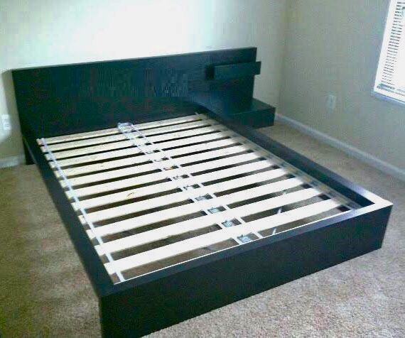 Beautiful IKEA Malm Queen Size Bed Frame W/ Floating Nightstand