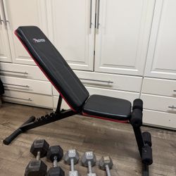 Dumbells And  Adjustable Workout  Bench