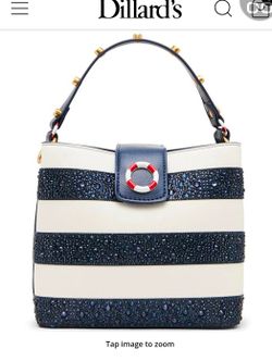 New Betsey JohnsonAhoy, Gorgeous Rhinestone Stripe Mini Bucket Handbag ( reseda ca)