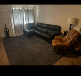 Leather couch, navy blue