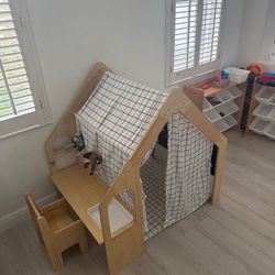 Playhouse With Desk Table And Chair 