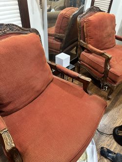 2 Red Wood Antique Chairs