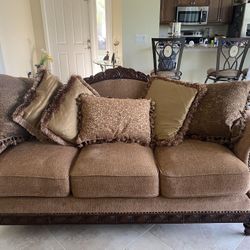 Victorian Sofa  And Matching Arm Chair With  Ottoman 