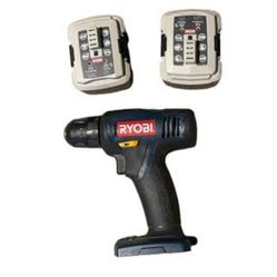 RYOBI VARIABLE SPEED DRILL & 2 BATTERIES & CHARGER