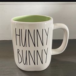 Rae Dunn “HUNNY BUNNY” White With Green Inside Mug