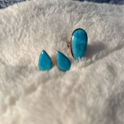 Beautiful Sterling silver/Turquoise Ring And Earring Set 