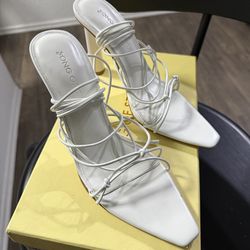 Song of Style White Strappy Square-Toe Heeled Sandals