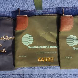 Vintage Locking Canvas Bank Bags W/ Keys