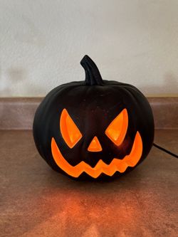 Black Light Up Jack O Lantern Pumpkin Halloween Decoration Plug In Spooky Face