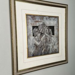 Large renaissance vintage antique mid century style artwork print with gorgeous custom frame (Will Accept Best Offer)