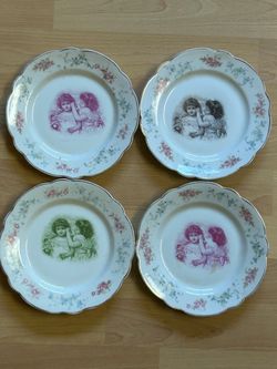 Vintage Porcelain Girls with doll Plates