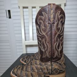 Cody James Pirarucu Western Boots Broad Square Toe BBME039 Men's Size 7.5