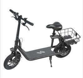 Electric Scooter with Seat and Cargo Basket