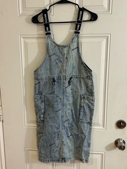 LINE FRIENDS Brown All-Over Print Denim Overall Dress