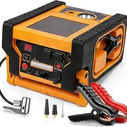 2000A Peak Jump Starter with Air Compressor, Portable Power Station with 400W Inverter, 12V Car Battery Booster for 8.5L Gas/Diesel Engines
