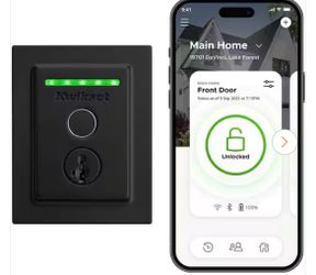HALO Touch Matte Black Contemporary Fingerprint WiFi Electronic Smart Lock Deadbolt Featuring SmartKey Security