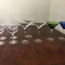 Martini (Seahawks!!) & Wine Glassware 🍸🍷& Set Of 2 Glass Holders