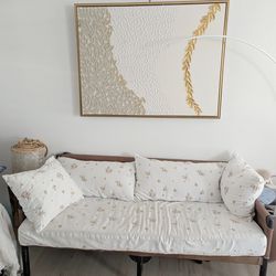 Solid Wood with Genuine Leather Couch