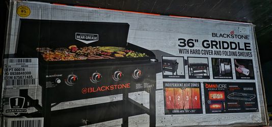 Blackstone Original Outdoor Griddle, 36 Inch 4-Burner Flat Top Grill with Hard Cover, Black