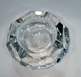 Authentic Signed Baccarat Crystal Ashtray 7" Heavy Faceted Octagonal France